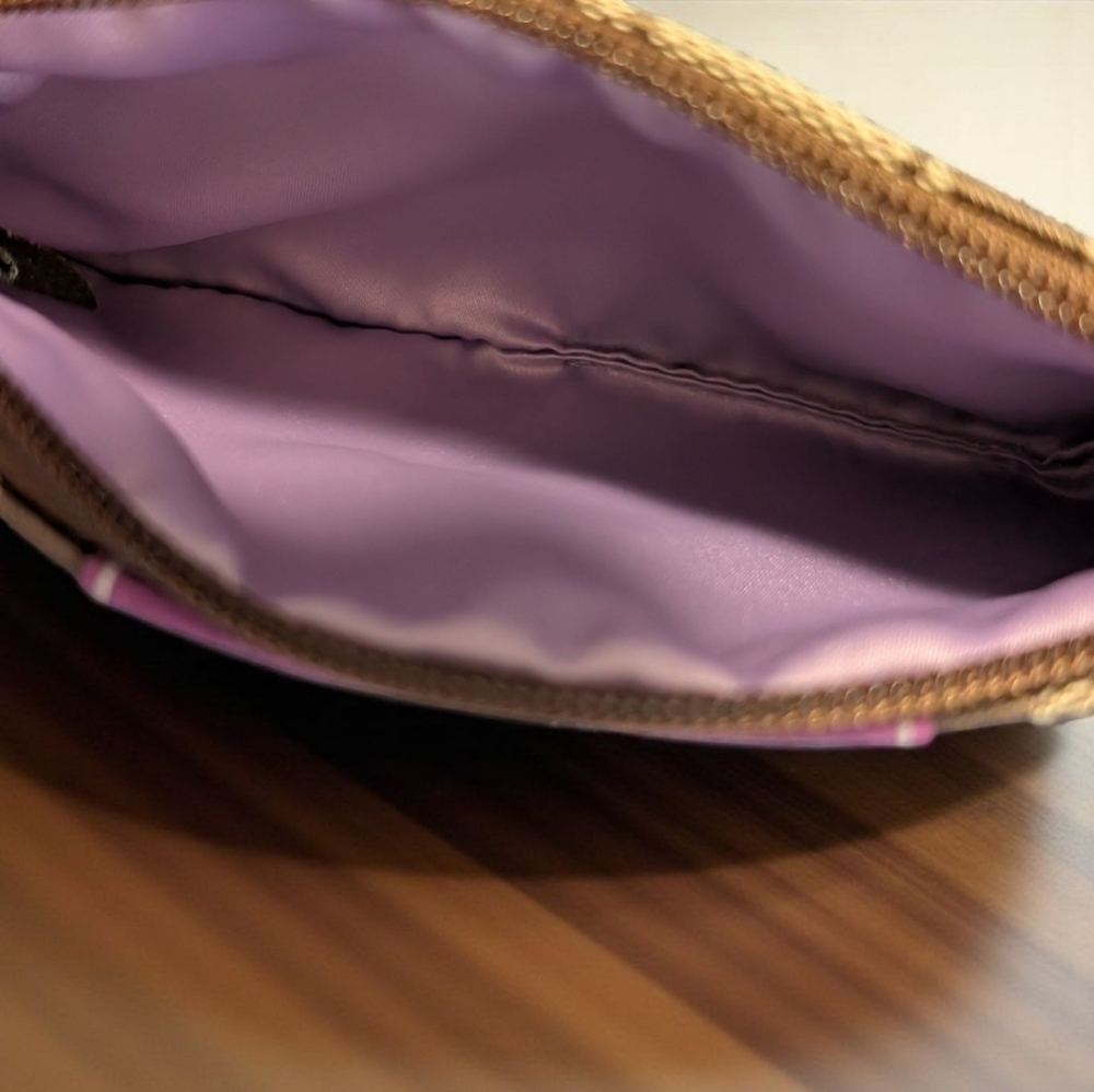 Coach Corner Zip Signature Wristlet Khaki/Berry (NWT) - Picture 5 of 6